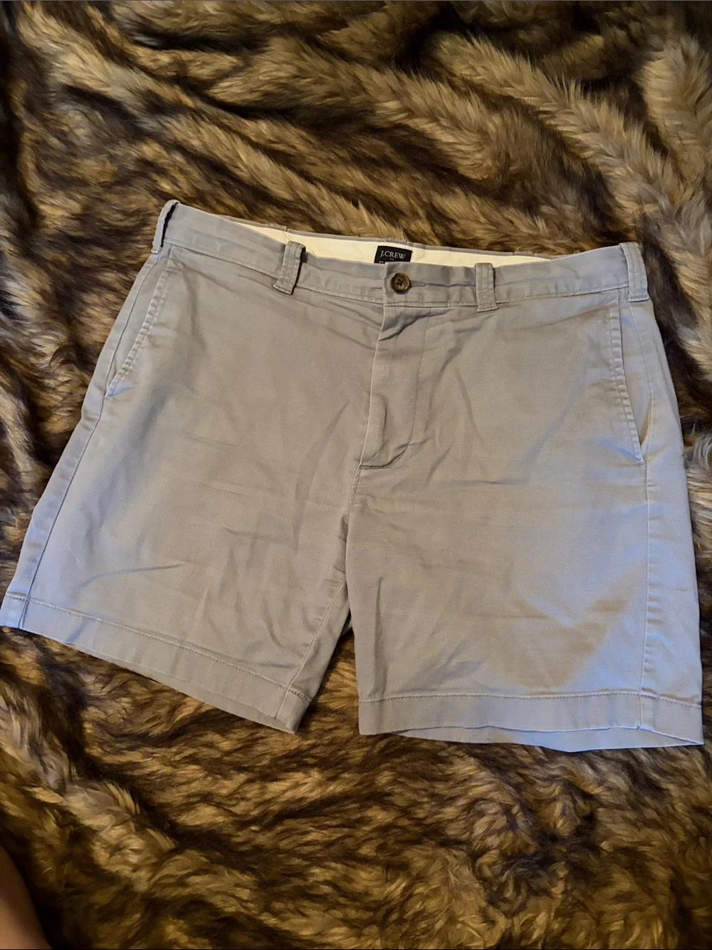 J. Crew Men's 7” Inseam Light Gray Flat Front Chino Shorts Size 34